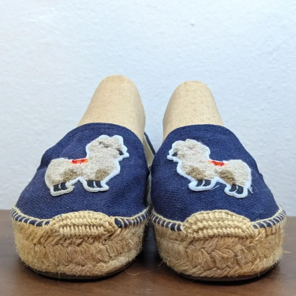 Soludos Llama Espadrille Whimsical Coastal Preppy Animal Print Quirky 6 1/2